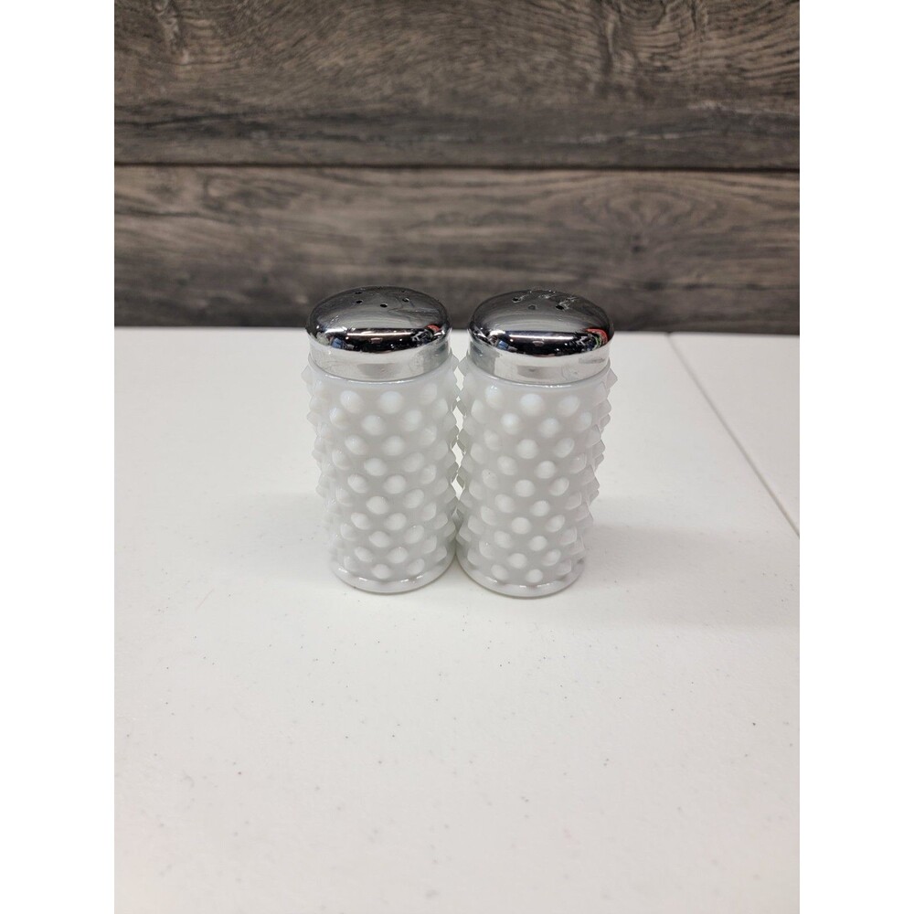 Vintage Fenton  Glass White Hobnail Milk Glass Salt and Pepper Shakers